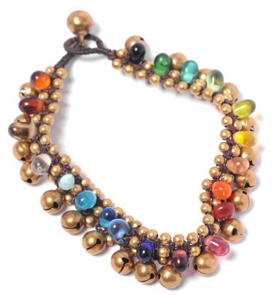 81stgeneration Glasperlenmehr Messing Goldglocke Fußkettchen Armband