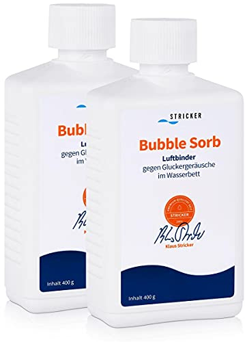 STRICKER Luftbinder für Wasserbetten - Bubblesorb Luftbinder - 2 x 400 g Bubblestop - Bindet ca. 200 Liter Luft - optimaler Bubble Stop gegen Luftbildung im Wasserbett