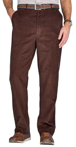 Chums Men's Cotton Corduroy Trouser Stylish & Comfortable Hidden Extra Waistband Pants for Men Brown 42W / 27L