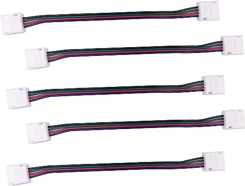 LITAELEK 5pcs Wasserdicht RGB 5050 LED Streifen Schnellverbinder 4-polig 10mm Breit Wasserdicht RGB LED Strip Verbinder LED Band Anschlusskabel LED Stripe Anschluss Verlängerung Connector, 17cm Lang