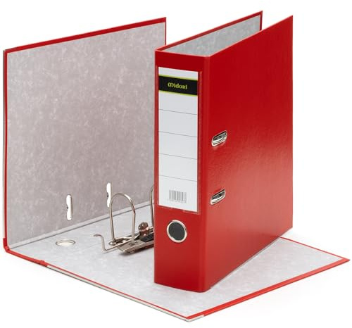MIDORI Ordner PP-Color aus Kunststoff | 2er Pack Aktenordner 8 cm breit im DIN A4 Format in Breit AO Rot | Breiter Briefordner Ringordner mit austauschbarem Rückenschild
