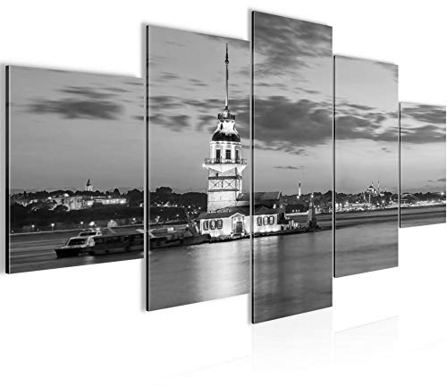 Runa Art - Bilder Istanbul Türkei 200 x 100 cm 5 Teilig XXL Wanddekoration Design Schwarz Weiss 604851c