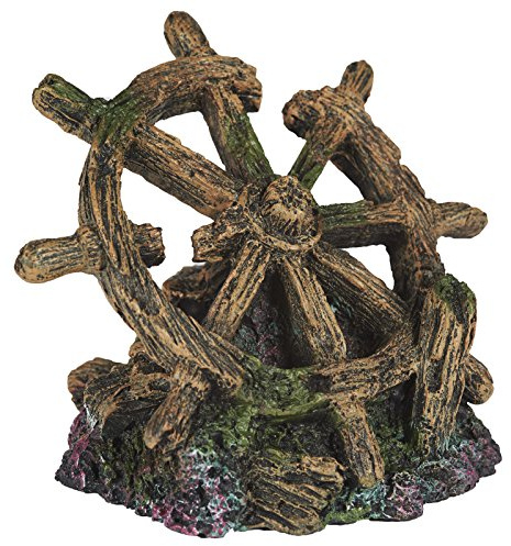 Pet Ting Shipwreck Wheel Aquatic Ornament - Aquarium Decoration - Vivarium Decoration