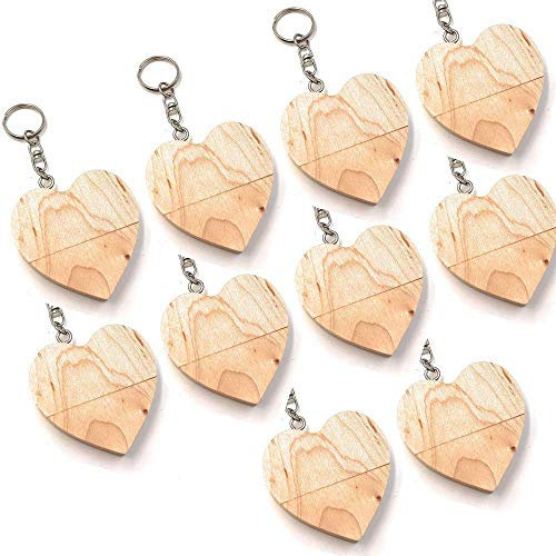 A Plus+ 10 Pack Wedding Gift USB Flash Drive 64GB Heart Shaped USB Memory Stick Special Love (Keychain Attached)