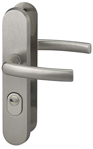 THIRARD - Ensemble poignées de sécurité pour porte d'entrée, béquille double, entr'axe de fixation 216mm, aspect inox