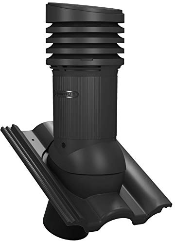 Parotec Entlüftungskamin DN 160 mm passiv für Braas - Taunus - Schwarz | Dachziegel Dachentlüftung, Abluftrohr, Lüftungshaube, RAL 9005