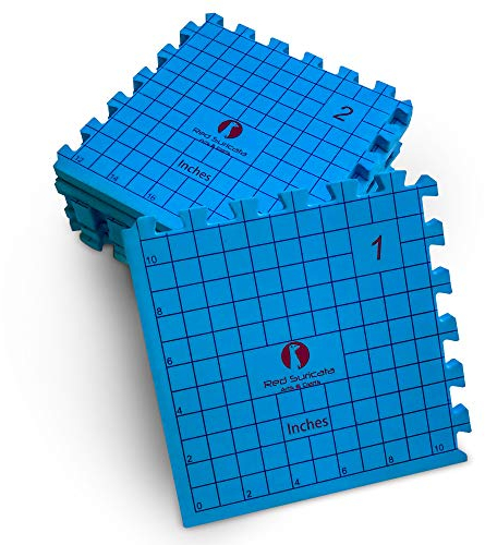 Red Suricata - Tapis de blocage pour le tricot et crochet - Planches de blocage extra épaisses - Grille parfaitement alignée - Sac de rangement supplémentaire - 50 épingles en T (Grille en pouces)