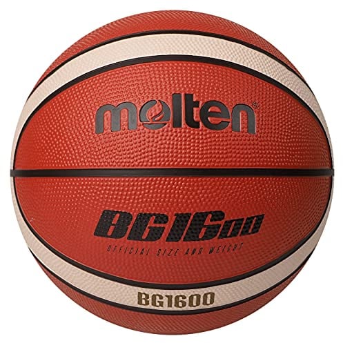 Molten BG1600 Basketball, für drinnen und draußen, Gummi, Größe 6, orange/elfenbeinfarben, geeignet für Jungen im Alter von 12, 13, 14 und Mädchen im Alter von 14 und Erwachsene, 32
