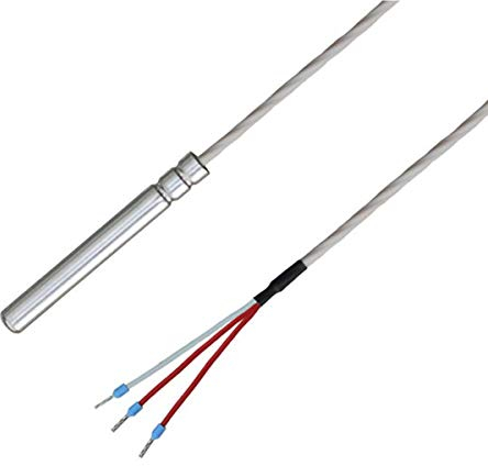 iOVEO 038HT01302 - PT100 Kabelfühler/Temperaturfühler mit 3-Leiter Teflon-Anschlussleitung (PTFE) bis 250°C, IP67 wasserdicht, lebensmittelecht, 2 Meter