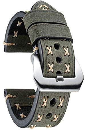 BINLUN Lederarmband Uhrenarmband 20mm 22mm 24mm 26mm Uhrenarmbänder für Herren Damen Smartwatch Armband 20mm 22mm 24mm X-Form Uhrband Schnellverschluss Ersatzarmbänder Boho Handgefertigt Watch Armband