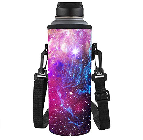 SEANATIVE Galaxy Space Print Water Bottle Bag Purple Starry Water Bottle Carrier Case for Stainless Steel/Glass/Plastic Bottles/Sport Energy Drinks