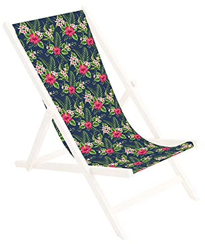 Ferocity Ersatz-Stoffbezug 131x44 cm Wechselbarer Liegestuhl Stoffbezug 100% Polyester für Holz-Liegestuhl Klappliegestuhl Motiv Palm Dunkel [119]
