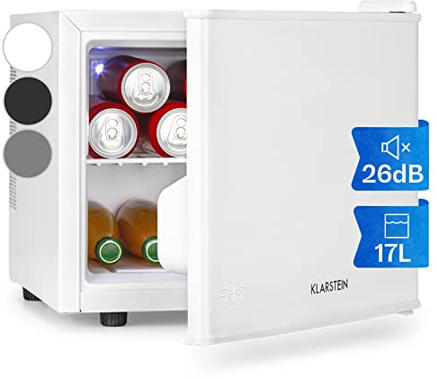 Klarstein Kühlschrank, Mini-Kühlschrank für Getränke, Kühlschrank Klein, Kleiner Kühlschrank Lautlos, Skincare Fridge, 3 Kühlstufen, Camping Kühlschrank, Minikühlschrank für Zimmer, Büro 0-15°C, 17 L