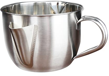 Angoily Suppenschüssel Fetttrenner Für Soßen ?lfettabscheider ?lsiebtopf mit Auslauf 1000Ml Fettkanne ?lsuppe- Sieb- Tasse Schüssel mit Griff für Küche Restaurant Bar Silber Kochen