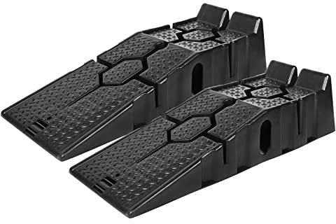 HENGMEI Auffahrrampen-Set Kunststoff KFZ Rampe bis 2.5 Tonnen KFZ-Auffahrt Plattform Hebebühne mit Überfahrschutz