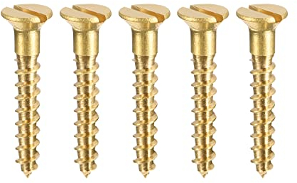 sourcing map Holzschrauben M2,5 x 16 mm Schlitz Flachkopf Messing Selbstschneidende Schraube 100 Stück