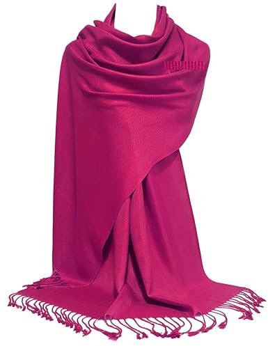 GFM® Pashmina Style Scarf - Wedding Bridesmaids Prom Evening - Fuchsia Pink- (B9-CRTGLB)