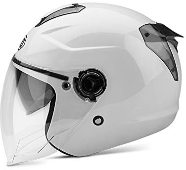 Galatée Motorradhelm für Erwachsene mit Sonnenblende, geeignet für Elektromotorräder, Motorroller und Cruiser. Verwenden Sie schlagfesten ABS- und EPS-Liner(Weiß)