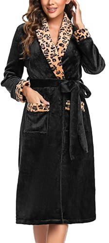 Marvmys Vestaglia Donna Invernale Pile Caldo Elegante Vestaglie Accappatoio Morbidissimo con Cintura e Tasca Stile A XXL