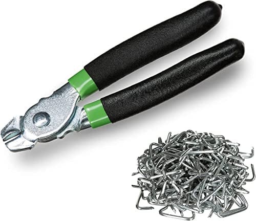 Hog Ring Pliers Kit 200 pc 3/4 Galvanized Hog Rings with 1 Hog Ring Pliers, Hog Rings and Pliers, Hog Ring Pliers for Fencing, Automotive Upholstery Hog Rings and Pliers Upholstery Installation Kit