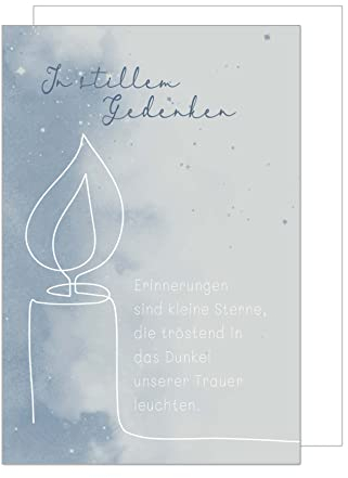 Edition Seidel Premium Trauerkarte mit Umschlag. Beileidskarte Trauer Karte mit Spruch Kerze Abschied Teilnahme Mitgefühl (T1098 SW023)