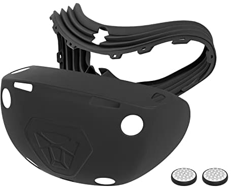 Geekria Silicone Cover Compatible with PlayStation VR2, VR Headset Helmet Full Wrap Protective Sleeve Glasses Gaming Accessories (Black)