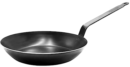 De Buyer - Poêle à frire en acier carbone bleu de 2 mm d'épaisseur - ACCESS - Diamètre 31,8 cm, surface de cuisson 23,2 cm - Passe au four - Sans PFAS, PFOA & PFOS - Fabriquée en France