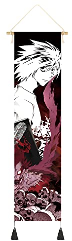 CosplayStudio Großes Death Note Rollbild | Anime Kakemono | L Wandposter | 130x33cm | L Lawliet