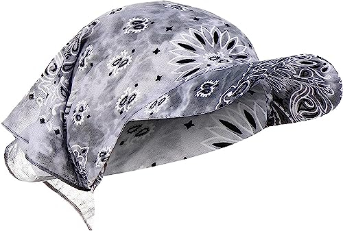 EHOTER Damen Visor Bandana mit Schirm Haarband Baumwolle Beanie Kopftuch Schal Hüte Sonnenhut Tennis Baseball-Mütze Turban Kopfbedeckung Headwear Kop Wraps Sonnenblende Kappe (Grau)