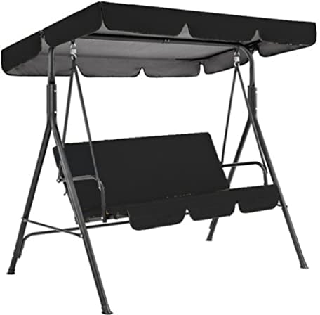 Garden Canopy Swing Seat Chair, Outdoor Swinging Chair Bench with Adjustable Canopy Removable Cushion for Patio Poolside Porch, 249 x 185 x 15cm,Black