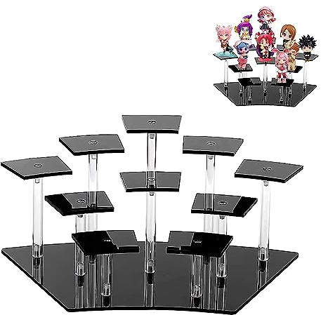 Qivine Parfüm Organizer Schwarz, Tischplatte Acryl Display Parfüm Ständer für Figuren, Transparente Parfüm Regal Nagellack Organizer für Schmuck, Sammlerstücke Cupcake Ständer Verkaufsständer