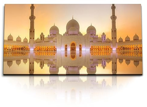 Paul Sinus Kunstdruck Bilder 120x60cm Scheich Zayid Moschee Abu Dhabi Abendrot Sonnenuntergang