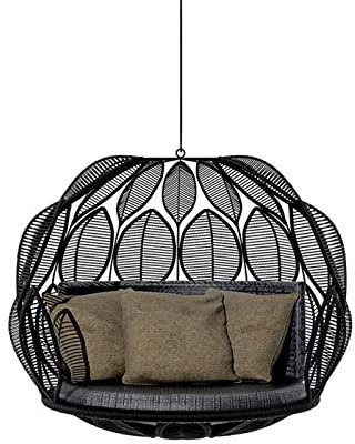 Furniture Swing Hanging Chair With Stand Indoor Outdoor Rattan Hammock Chair For Garden Balcony (Double)