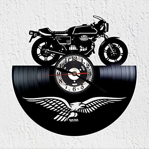 VINY WOODY Wanduhr Schallplatte Motorrad Classic Le Mans 80er Jahre