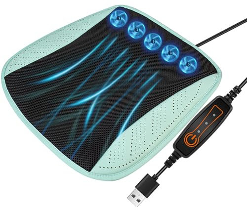 ATLION Autositz-Kühlkissen, belüftetes Sitzkissen, USB-Netzteil für Heimbüro, kühlendes Autositzkissen, Klimaanlage, Kühlkissen für Bürostuhl, LKW-Sitzkissen (grün)