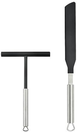 Crepes Distributor and Spatula Set Stainless Steel Dough Distributor Crepes Spreader for Cooking Crepes Maker
