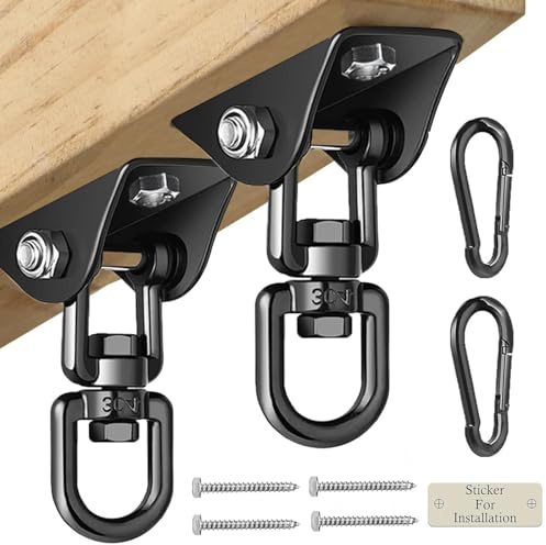 Aisto Heavy Duty Swing Hangers for Wooden Sets 2000 LB Capacity Hammock Hanger 360 Swivel Stainless Steel Swing Hardware 2 Packs for Porch/Playground/Yoga/Heavy Bag
