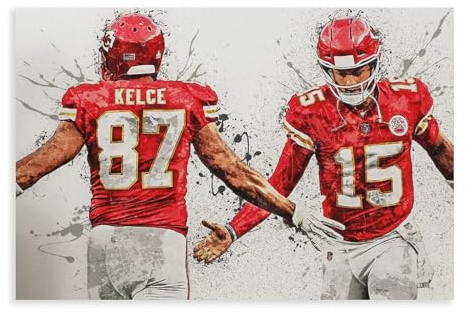 GeDiz Sportstar Patrick Mahomes Poster (9) Leinwand Poster Wandkunst Dekor Druck Bild Gemälde für Wohnzimmer Schlafzimmer Dekoration ungerahmt 30 x 45 cm