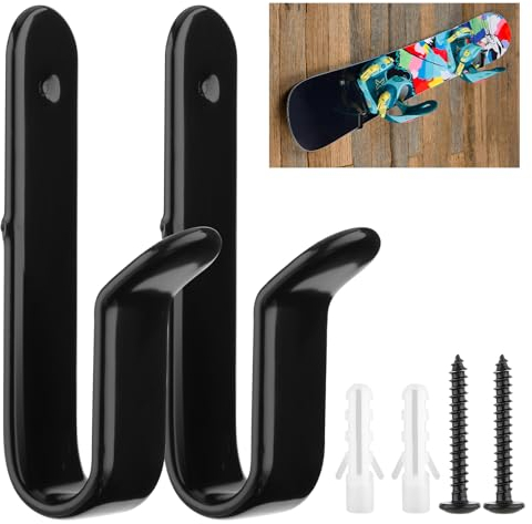 Mabor 2 supporti da parete per snowboard, montaggio a parete orizzontale, clip per snowboard e snowboard per stanza e garage