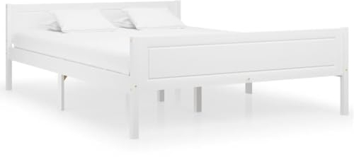 Coavain Massivholzbett Kiefer Weiß 120x200 cmBeds, Frames & Bases Pallettenbett Bettgestelle Holzbett Schlafzimmer Bett Gästebett rama łóżka