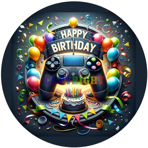 Fondant Tortenaufleger Tortenbild Geburtstag Happy Birthday Zocker, Gamer K 112