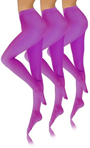 sesto senso 3 Paia Collant Donna Viola in Microfibra Opaco 40 Den XL Azalea