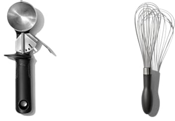 OXO Good Grips Classic Swipe Ice Cream Scoop, Black/Stainless Steel & Good Grips Balloon Whisk, Black, 28cm