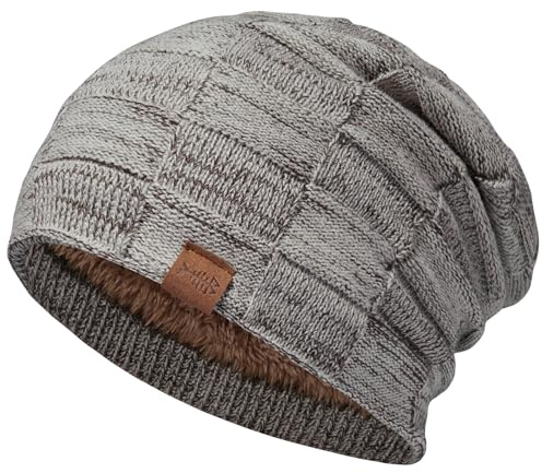 Bassdash WinterMütze warme Strickmütze Slouchy Beanies mit Fleece gefütterte Skullcap Damen Herren