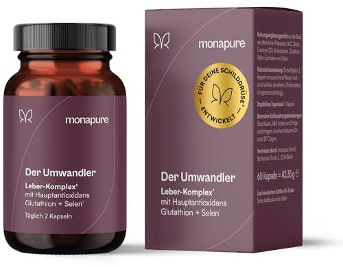 monapure der Umwandler Schilddrüsen & Leber Komplex mit Mariendistel, Artischocke, Cholin, Glutathion, Selen, NAC + weitere Aminosäuren - 60 Kapseln hochdosiert & vegan