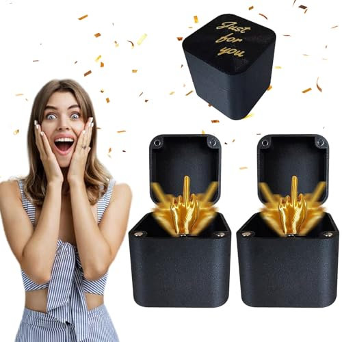 Shinybox 2 Stück Mittelfinger in Einer Box, Middle Finger Surprise Gift Box, Annoying Middle Finger Gift Box, Mittelfinger Prank Geschenk, Halloween Weihnachten Neuheit Spaß Streich Geschenk für Büro