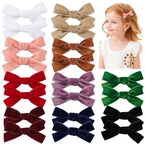 Auiremrti Set di 20 fermagli per capelli per ragazze e bambini in velluto con fiocco, accessori per capelli per bambini