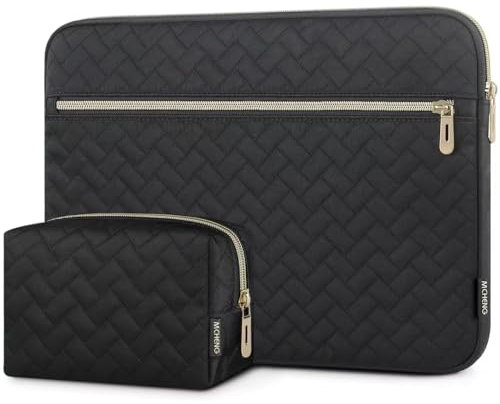MCHENG 15,6-Zoll-Laptop-Tasche stoßfeste Reise-Computer-Hülle kompatibel mit 15,6-Zoll-Apple MacBook Air, Surface Book/Dell XPS/Latitude 15 HP Premium 15,6 mit Kleiner Tasche, schwarz