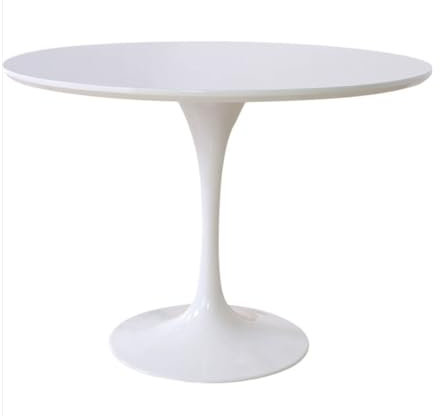 Weißer runder Esstisch mit Tulpensockel, 120 cm, für Zuhause, Wohnzimmer, Esszimmer, Küche und Restaurant