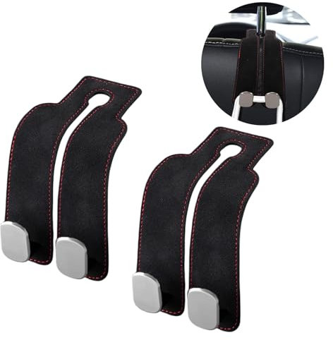 Miraculife Car Seat Back Organizer with Dual Hooks, Leather Vehicle Seat Hook Set for Headrests, Purse Holder for Bags and Handbags, Space-Saving Travel Organizer for Automobiles